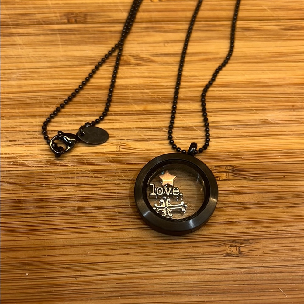 Origami Owl Black Locket Love Pendant Necklace locket charms cross personalized